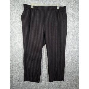Ashley Stewart Women's Career Casual Pinstriped Pants Black Ankle Length Size 22